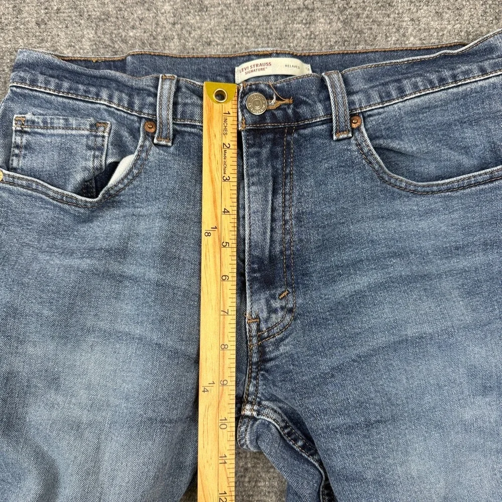 Levi Strauss Signature Relaxed Straight Fit Jeans Mens 33x30 Blue Stretch Denim